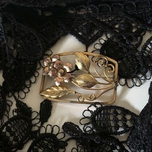 Antique Vintage Gold Filled Floral Brooch Pin
